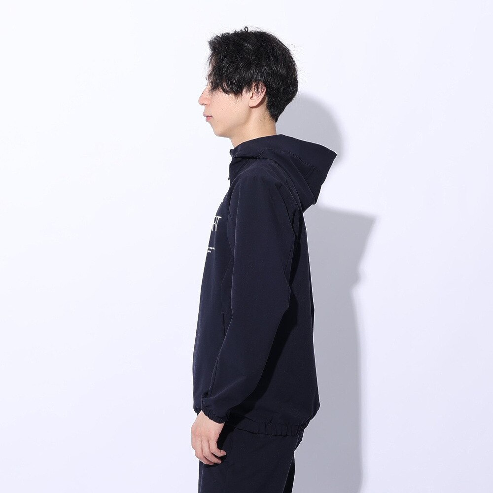 デサント（DESCENTE）（メンズ、レディース）ジャケット 撥水 ネイビー スパンライク オーセンティックロゴ フルジップフーディー DMMXJF10 NV