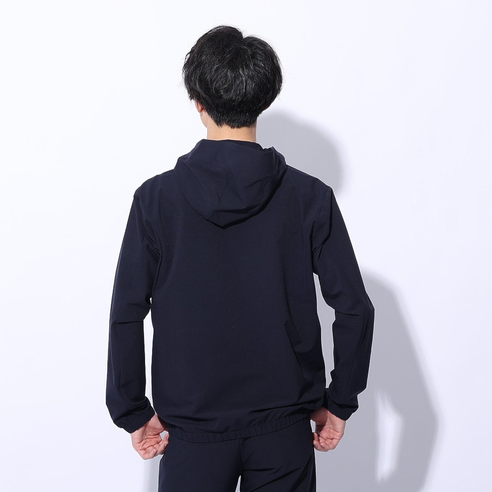 デサント（DESCENTE）（メンズ、レディース）ジャケット 撥水 ネイビー スパンライク オーセンティックロゴ フルジップフーディー DMMXJF10 NV