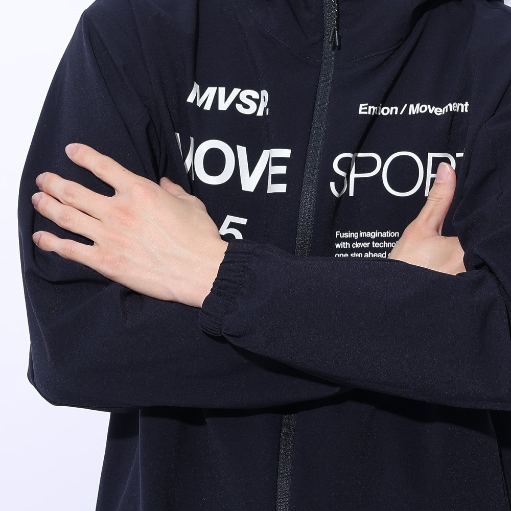 デサント（DESCENTE）（メンズ、レディース）ジャケット 撥水 ネイビー スパンライク オーセンティックロゴ フルジップフーディー DMMXJF10 NV