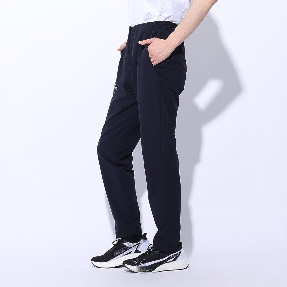 デサント（DESCENTE）（メンズ、レディース）パンツ 撥水 ストレッチ ネイビー スパンライク オーセンティックロゴ テーパードパンツ DMMXJG10 NV