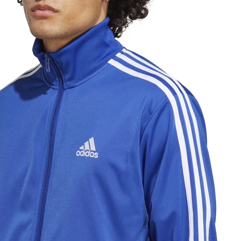 アディダス（adidas）（メンズ）ジャージ 上下セット ブルー 青 ベーシック スリーストライプス トリコット トラックスーツ ECS77-IC6761