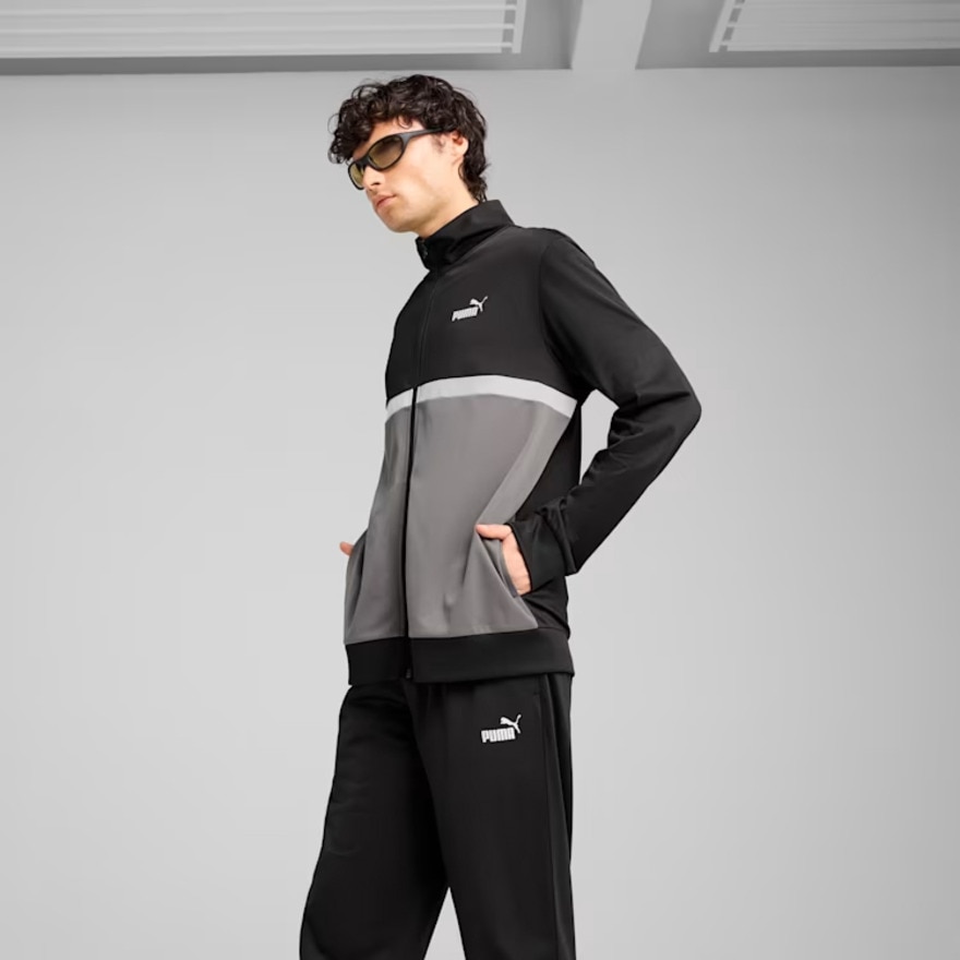 プーマ（PUMA）（メンズ）ポリ カラーブロックスーツ 上下セット 687659 01 BLK