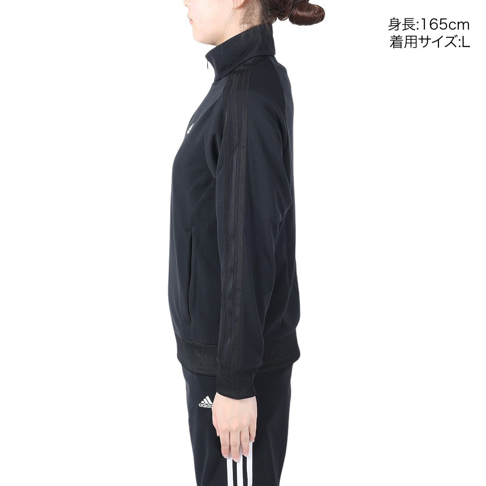 アディダス（adidas）（レディース）スリーストライプス ルーズフィット ダブルニット トラックトップ BUJ49-IA5193 ブラック