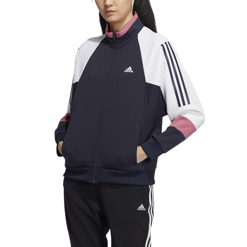 アディダス（adidas）（レディース）ルーズフィット カラーブロック ダブルニット トラックトップ BUJ51-IA5210★★★