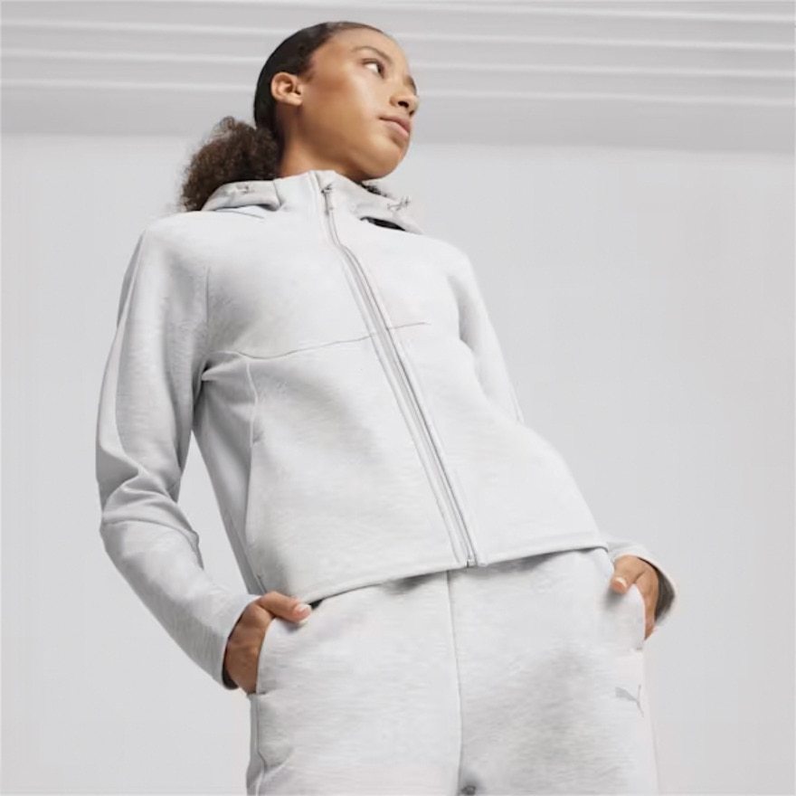 プーマ（PUMA）（レディース）エヴォストライプ フーデッドジャケット 681196 04 LGRY