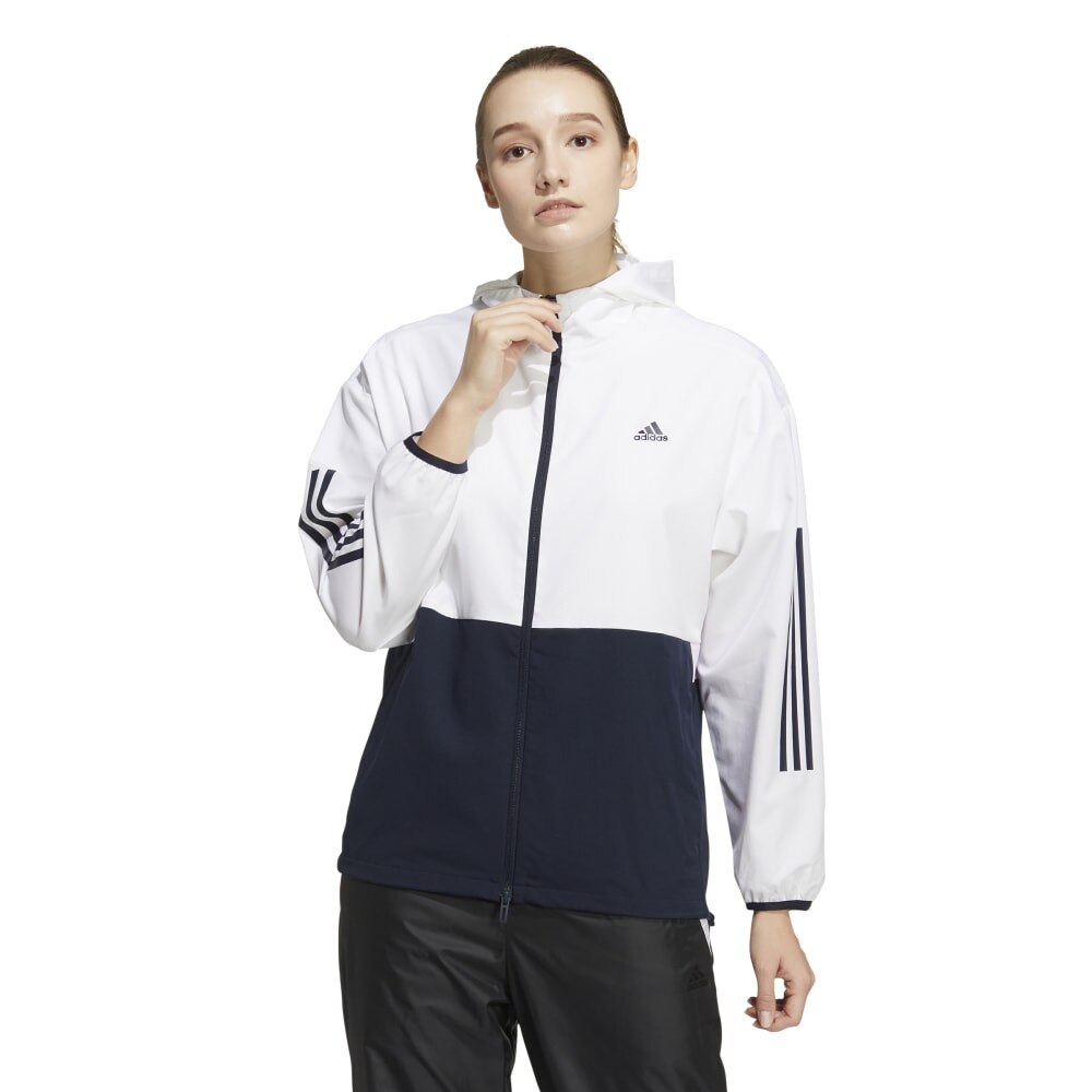 アディダス（adidas）（レディース）ルーズフィット カラーブロック フード付きジャケット NCX89-HI3653