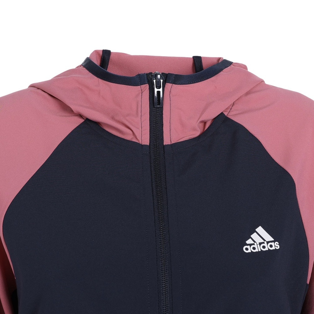 アディダス（adidas）（レディース）シーズナル スポーツウェア ルーズフィット カラーブロック フード付きクロスジャケット BUJ50-IA5204