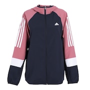 アディダス（adidas）（レディース）シーズナル スポーツウェア ルーズフィット カラーブロック フード付きクロスジャケット BUJ50-IA5204