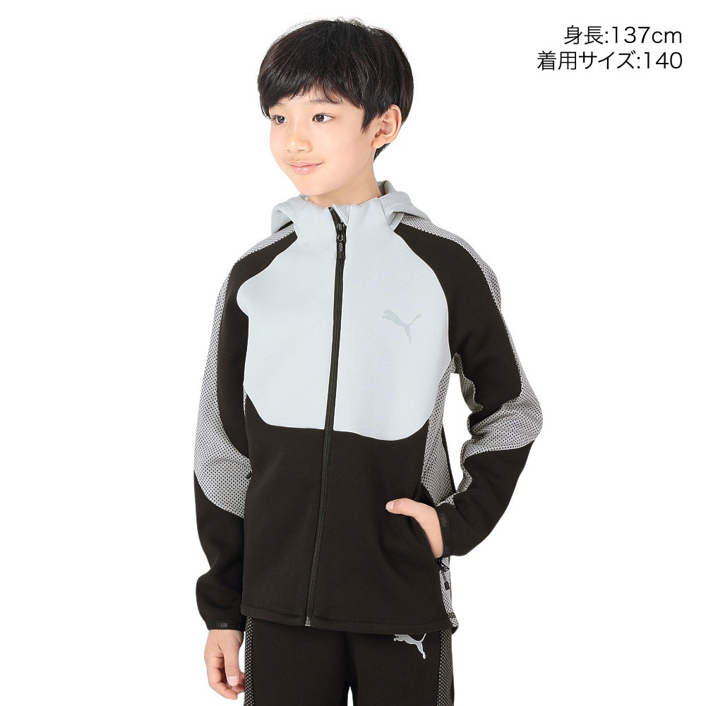 プーマ（PUMA）（キッズ）キッズ ボーイズ EVOSTRIPE フーデッド ジャケット 678505 14 GRY