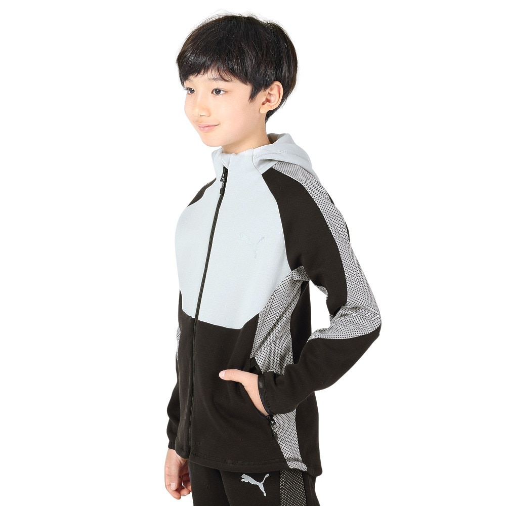 プーマ（PUMA）（キッズ）キッズ ボーイズ EVOSTRIPE フーデッド ジャケット 678505 14 GRY