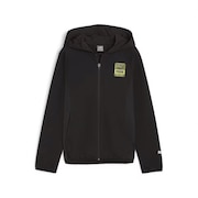 (キッズ)パーカー スウェット アクティブ スポーツ フルジップ フーデッドジャケット 黒 ブラック 681365 01 BLK
