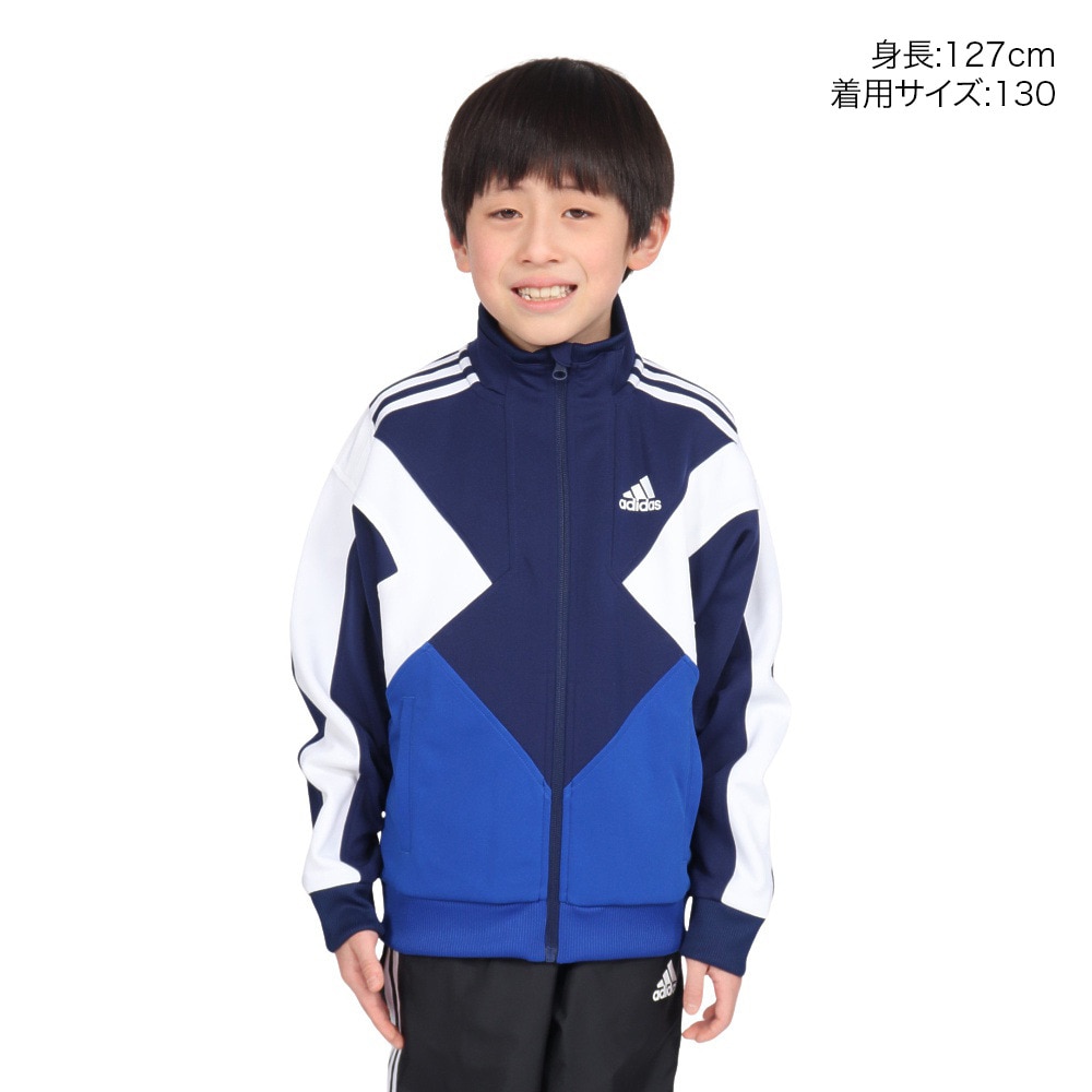 アディダス（adidas）（キッズ）キッズ マストハブ ルーズフィット カラーブロック ダブルニット トラックトップ KPX86-JP4894