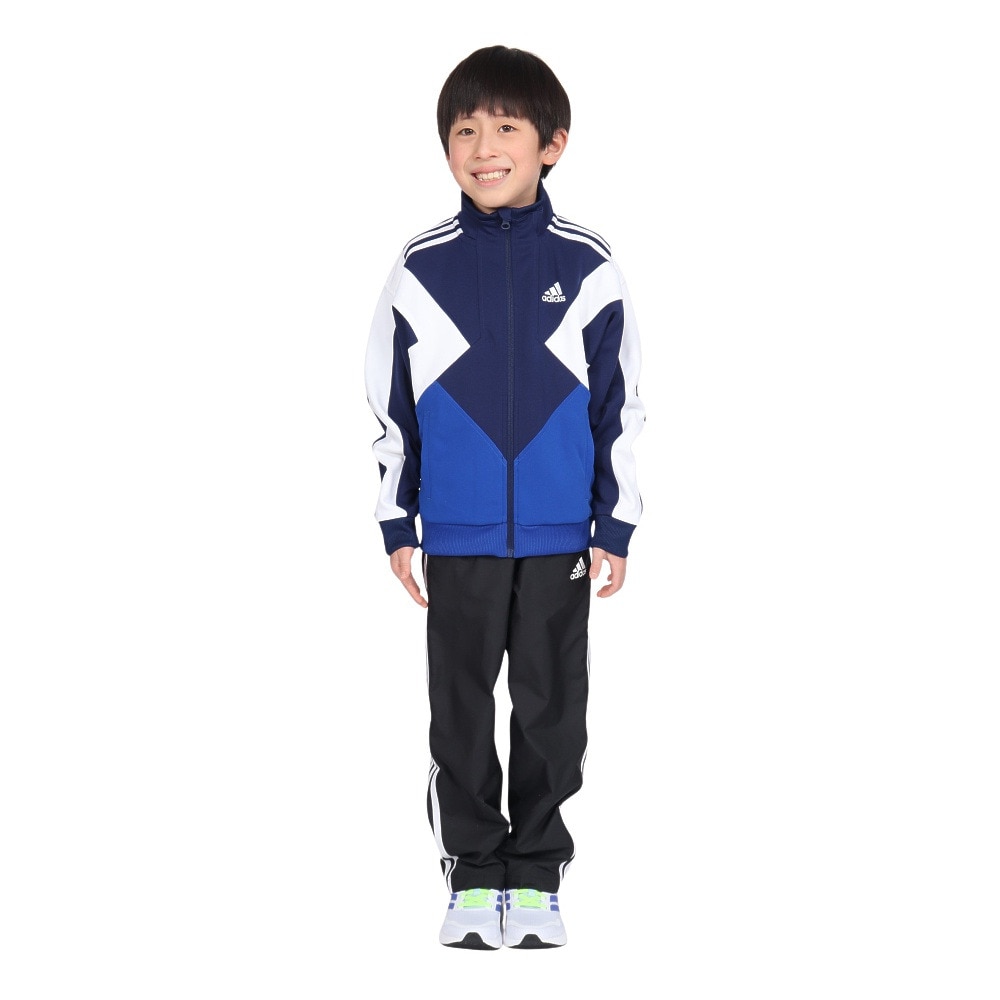 アディダス（adidas）（キッズ）キッズ マストハブ ルーズフィット カラーブロック ダブルニット トラックトップ KPX86-JP4894
