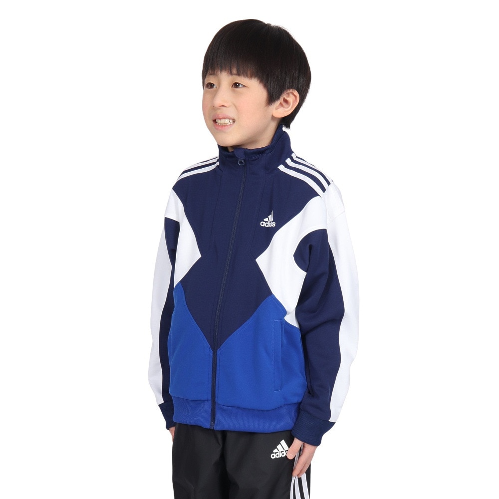 アディダス（adidas）（キッズ）キッズ マストハブ ルーズフィット カラーブロック ダブルニット トラックトップ KPX86-JP4894
