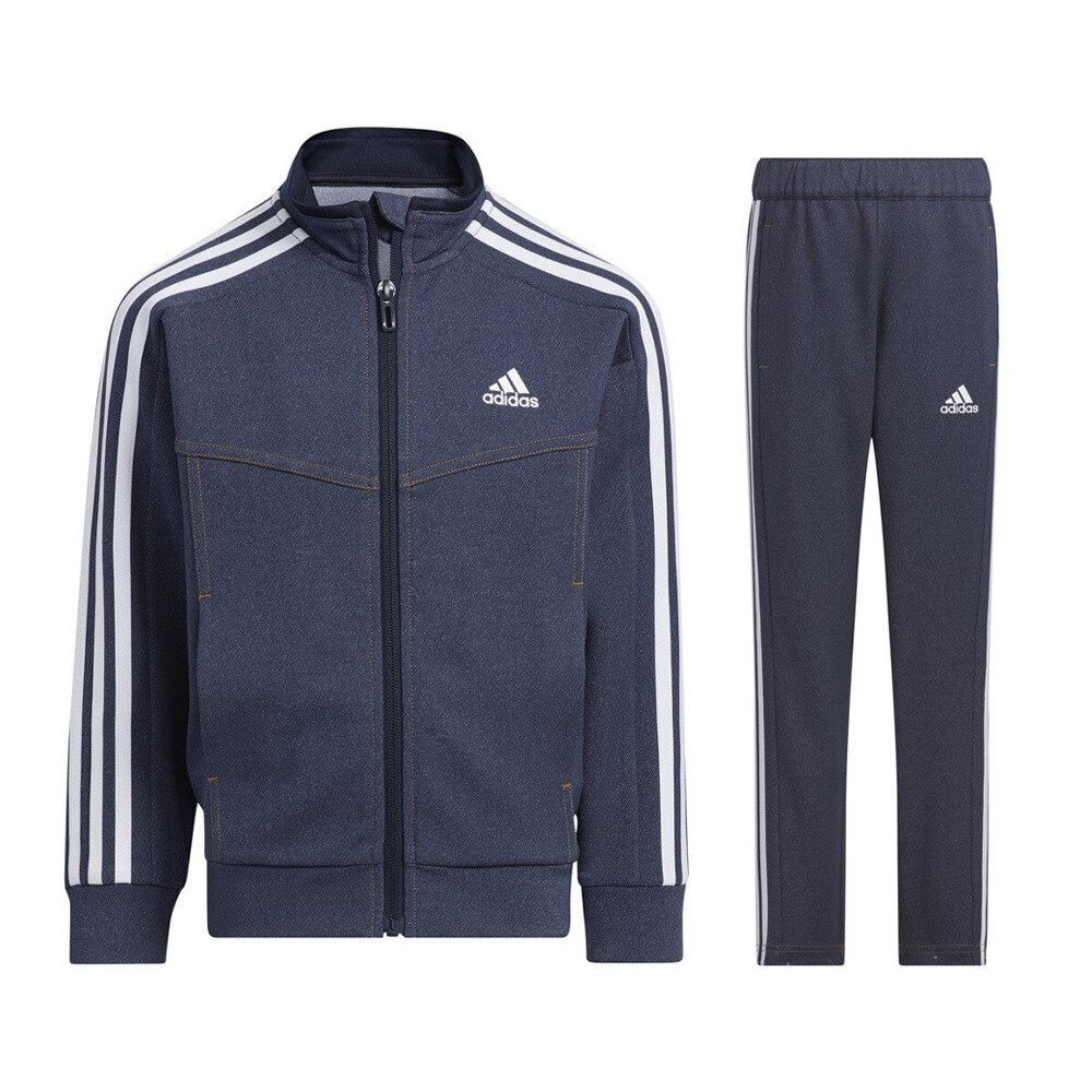 アディダス（adidas）（キッズ）ジャージ 上下セット ジュニア ボーイズ 247デニムウォームアップ 上下セット  DKH15-HZ8595/DKH25-HZ8598