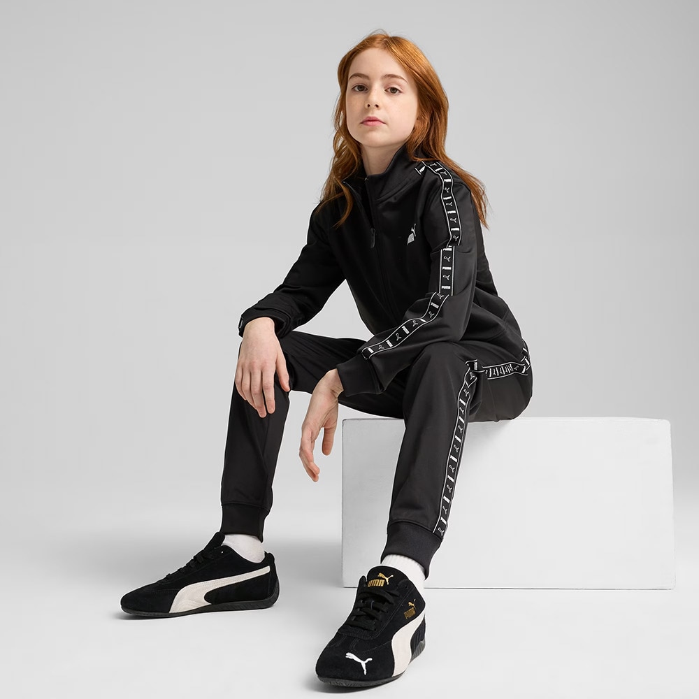 プーマ（PUMA）（キッズ）ガールズ ESS テープ ポリスーツ 上下セット 687818 01 BLK