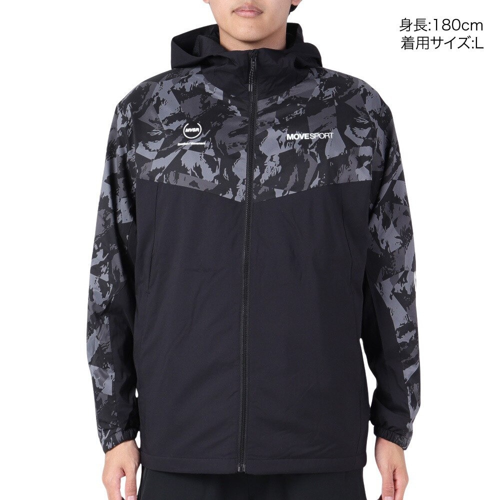 デサント（DESCENTE）（メンズ）HEATNAVI グラフィック スリーブフルジップジャケット DMMWJF30 BKBK