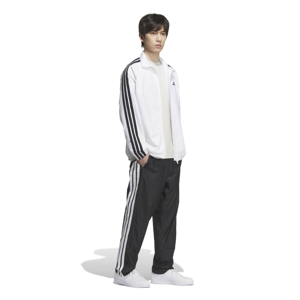 アディダス（adidas）（メンズ）３Ｓ ルーズフィット 起毛トリコット裏地付 フルレングス オープンヘム ウィンドパンツ QD767-JZ8773