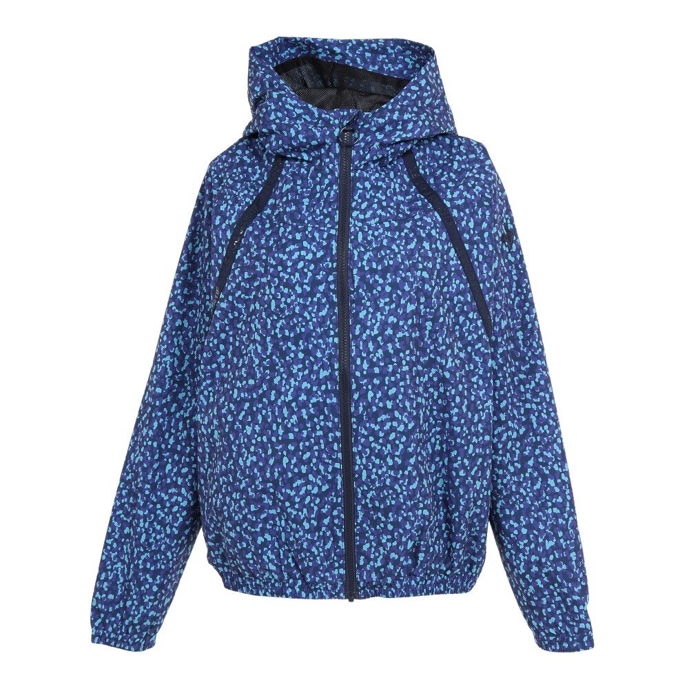 ルコックスポルティフ（lecoqsportif）（レディース）裏メッシュ 撥水 フルジップ 総柄グラフィックウィンドジャケット QMWVJF30 NV