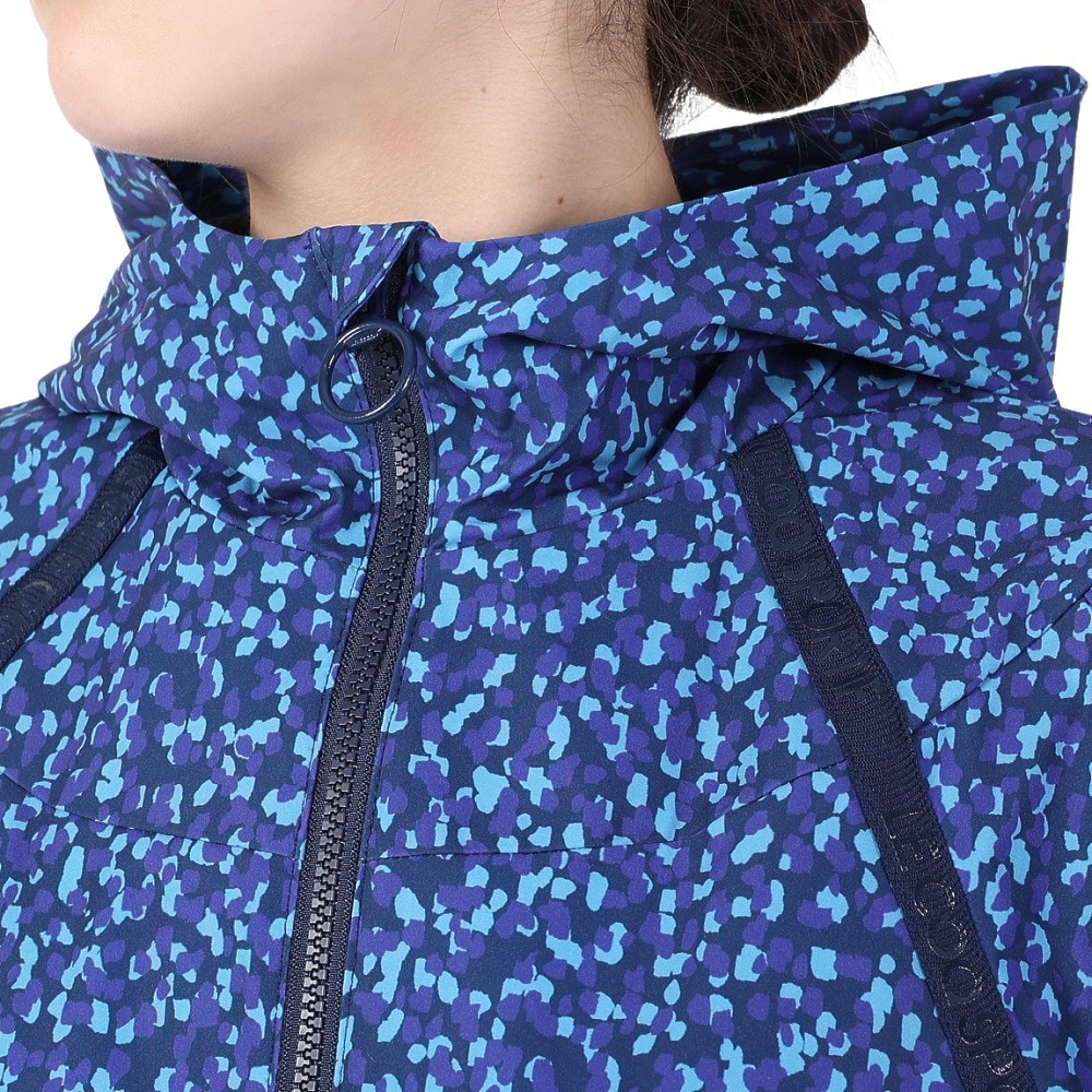 ルコックスポルティフ（lecoqsportif）（レディース）裏メッシュ 撥水 フルジップ 総柄グラフィックウィンドジャケット QMWVJF30 NV