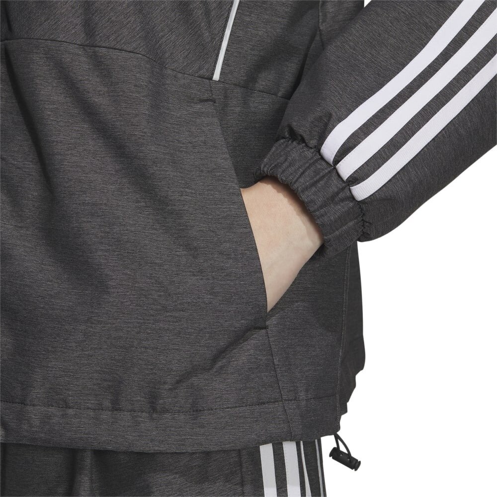 アディダス（adidas）（レディース）ウィンドブレーカー 上下セット デニム風 ウーブン 防風 撥水 ブラック