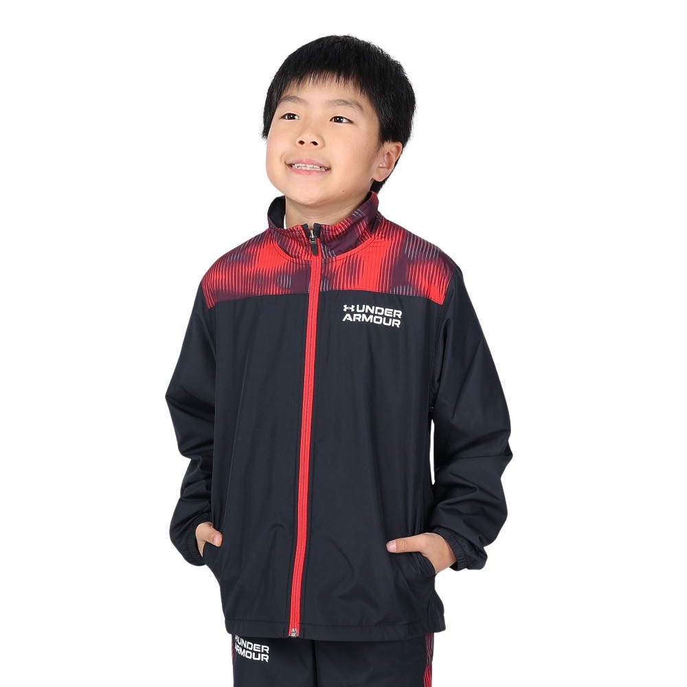 アンダーアーマー（UNDER ARMOUR）（キッズ）ジュニア トリコット プリント ウーブン フルジップ ジャケット 1381178 002