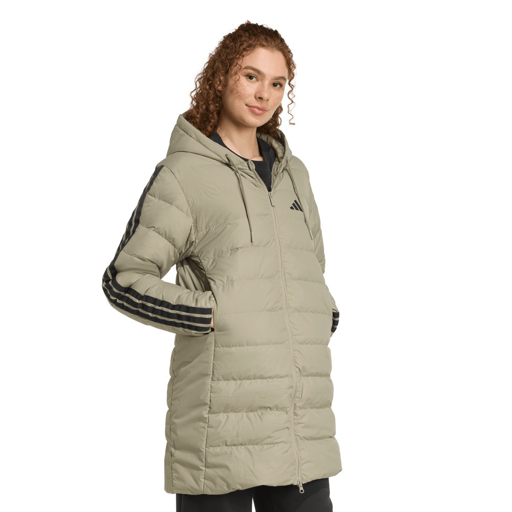 アディダス（adidas）（レディース）エッセンシャル クライマウォーム スリーストライプス ライトダウン フードジャケット KLK19-JM4087