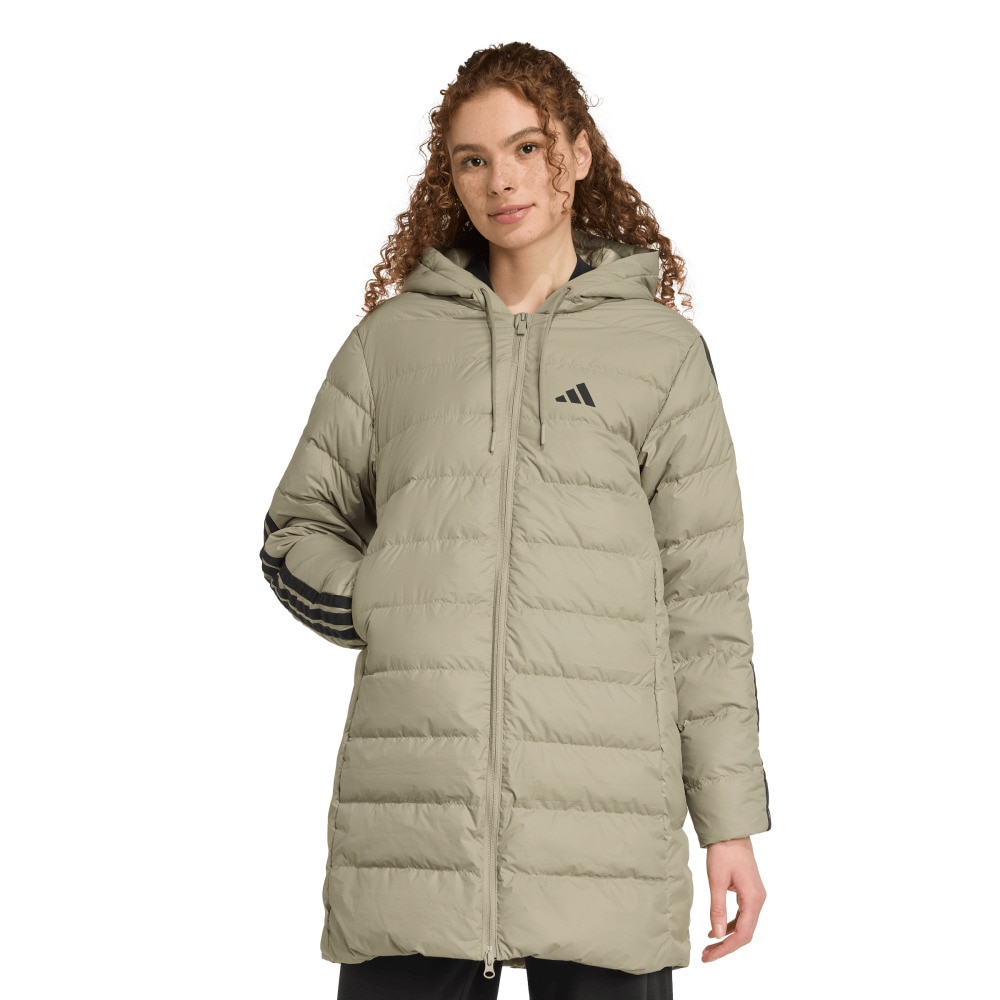 アディダス（adidas）（レディース）エッセンシャル クライマウォーム スリーストライプス ライトダウン フードジャケット KLK19-JM4087
