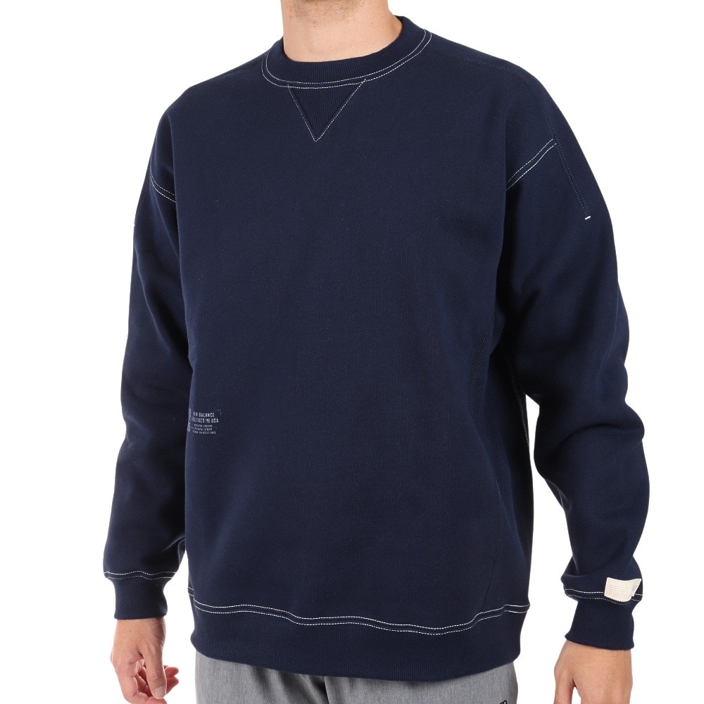 ニューバランス（new balance）（メンズ）トレーナー メンズ 裏起毛 1000 スウェットクルー ネイビー AMT25019PGM
