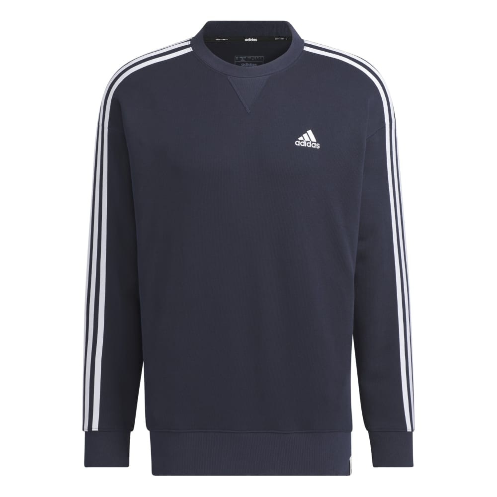 アディダス（adidas）（メンズ）エッセンシャルズ プラス ルーズフィット スリーストライプス フレンチテリー スウェットシャツ KWF01-JF3932