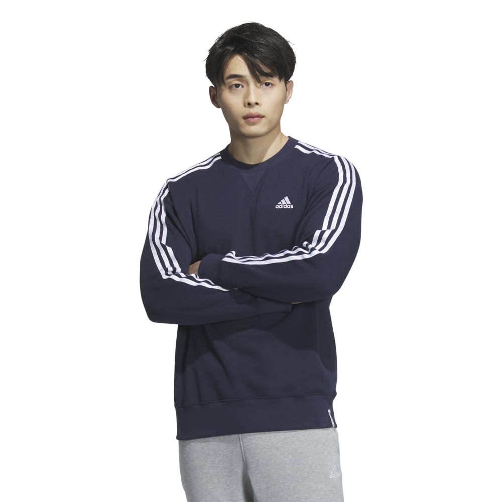 アディダス（adidas）（メンズ）エッセンシャルズ プラス ルーズフィット スリーストライプス フレンチテリー スウェットシャツ KWF01-JF3932