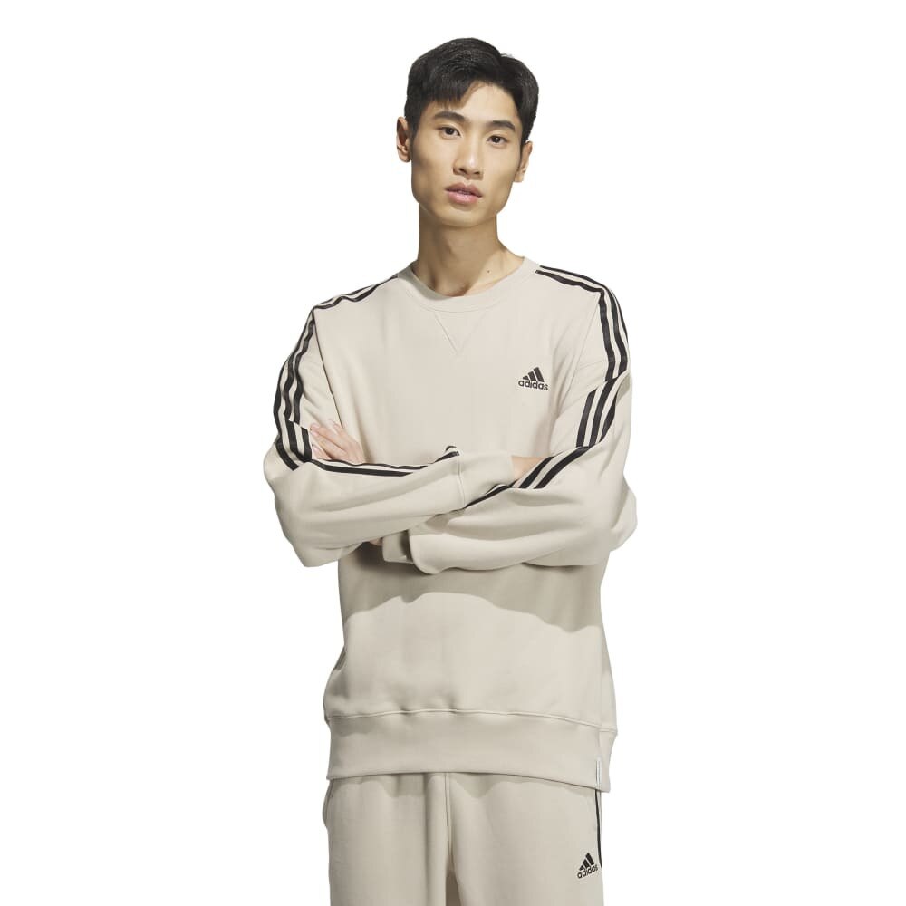 アディダス（adidas）（メンズ）エッセンシャルズ プラス ルーズフィット スリーストライプス フレンチテリー スウェットシャツ KWF01-JF3990