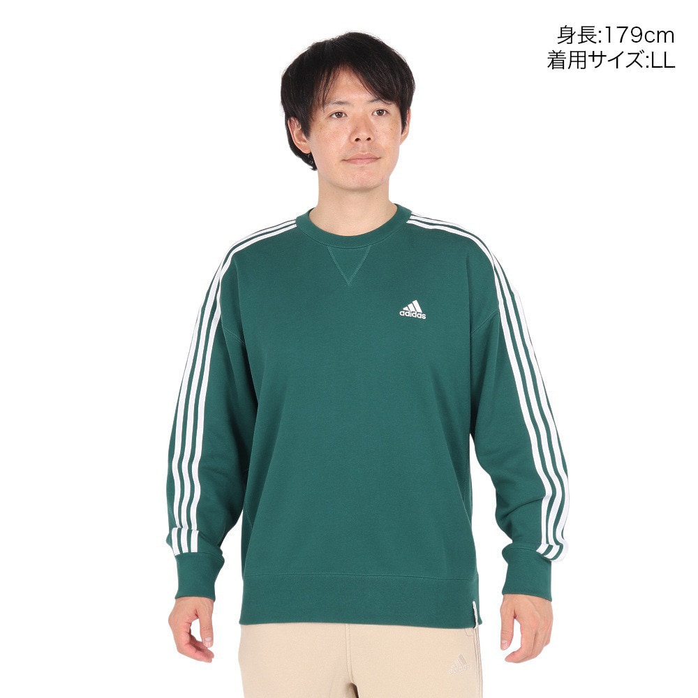 アディダス（adidas）（メンズ）エッセンシャルズ プラス ルーズフィット スリーストライプス フレンチテリー スウェットシャツ KWF01-JH1052
