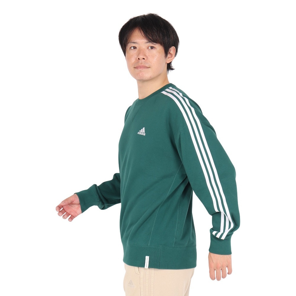 アディダス（adidas）（メンズ）エッセンシャルズ プラス ルーズフィット スリーストライプス フレンチテリー スウェットシャツ KWF01-JH1052
