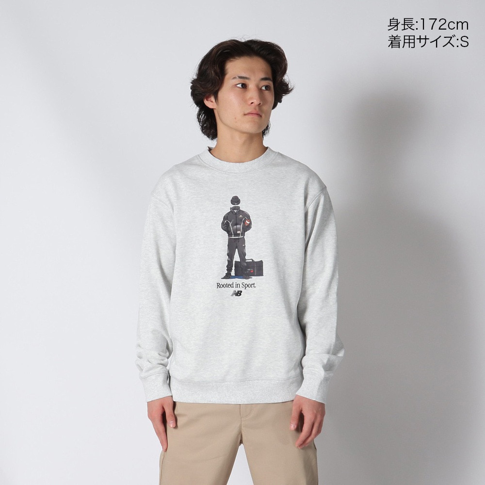 グレー スウェットシャツ オープンカラー スウェットシャツ