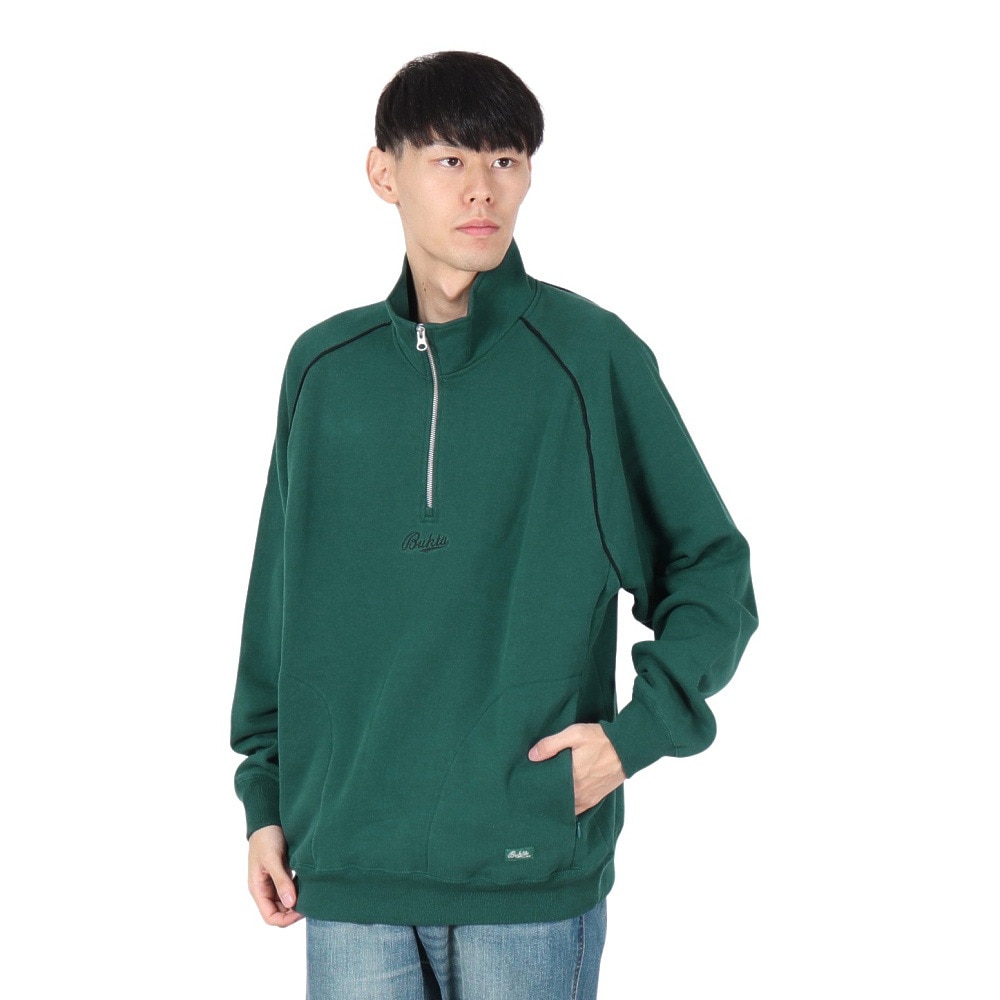 バクタ（BUKTA）（メンズ）ヘビーOZ裏毛ハーフジップ スウェットシャツ BU2415803:65:GREEN