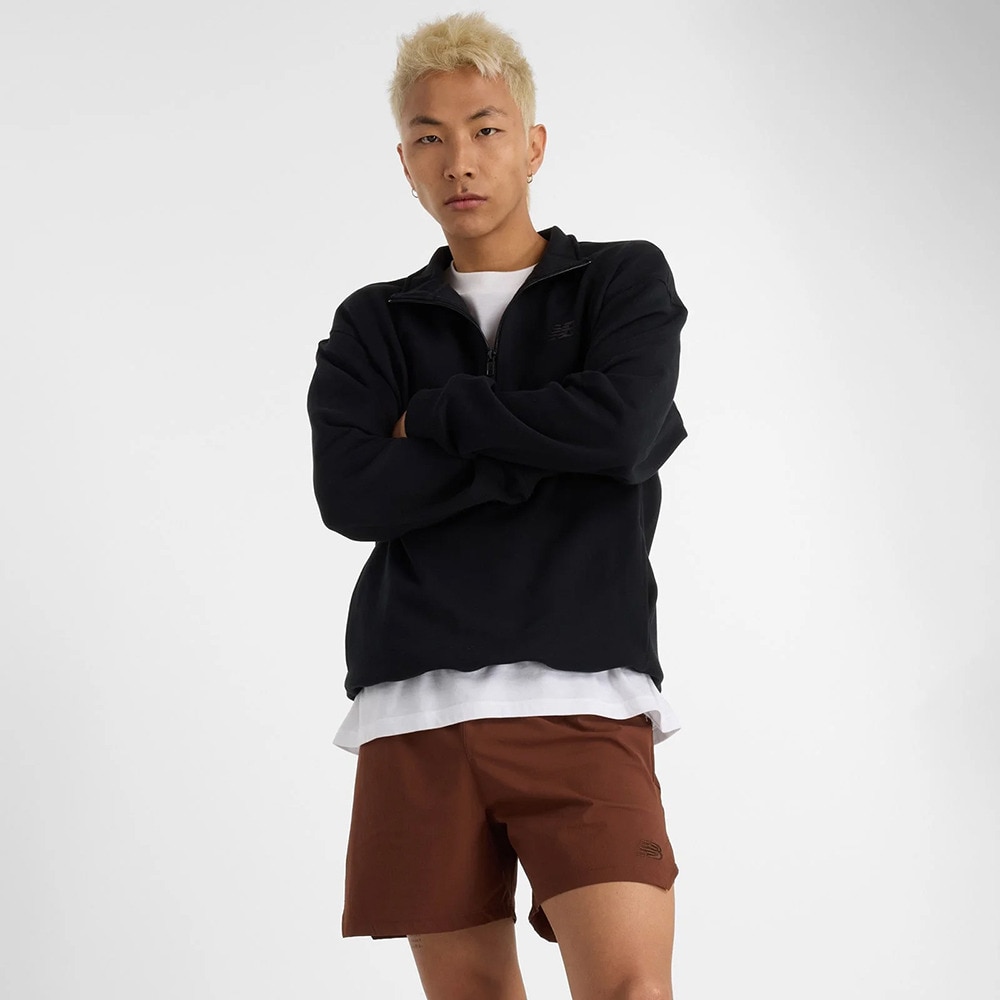 ニューバランス（new balance）（メンズ）Athletics フリース クオータージップトップ MT43501BK
