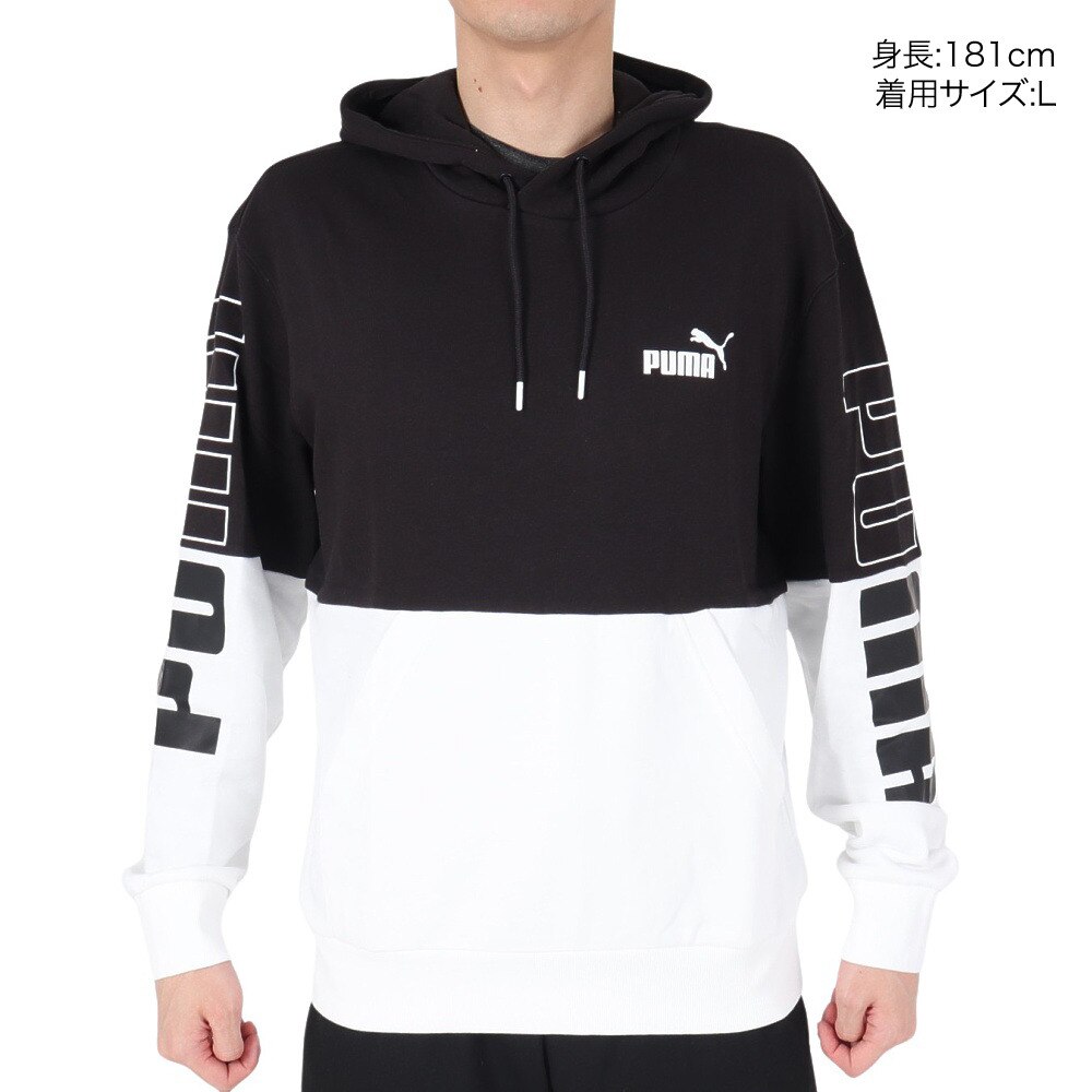 プーマ（PUMA）（メンズ）PUMA POWER カラーブロック フーディー スウェット TR 678492 01 BLK