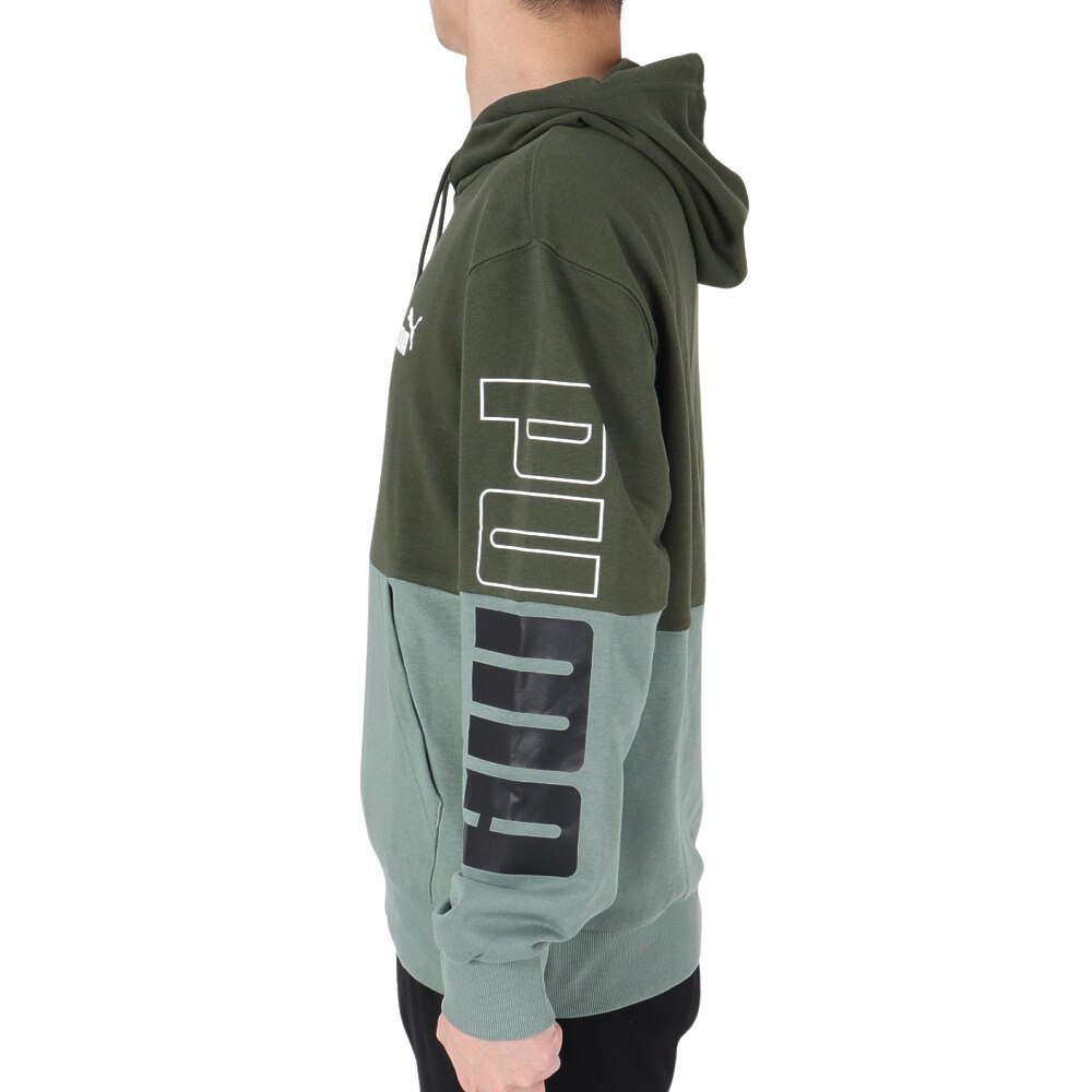 プーマ（PUMA）（メンズ）PUMA POWER カラーブロック フーディー スウェット TR 678492 31 OLV