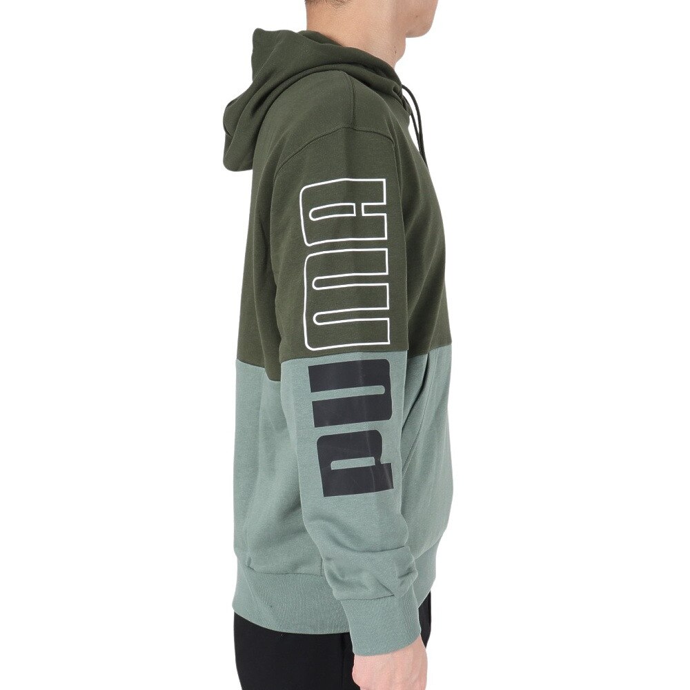 プーマ（PUMA）（メンズ）PUMA POWER カラーブロック フーディー スウェット TR 678492 31 OLV