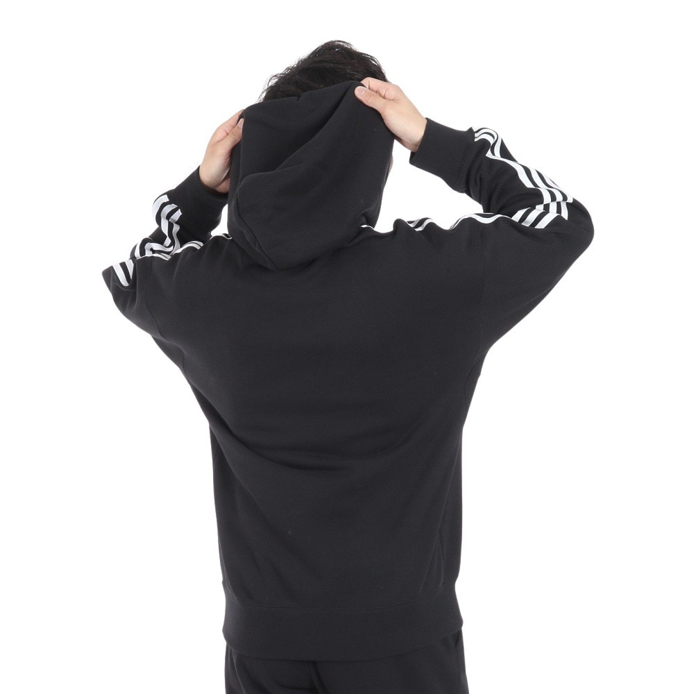 アディダス（adidas）（メンズ）エッセンシャルズ プラス ルーズフィット スリーストライプス フレンチテリー プルオーバーパーカー KWF08-JF3976