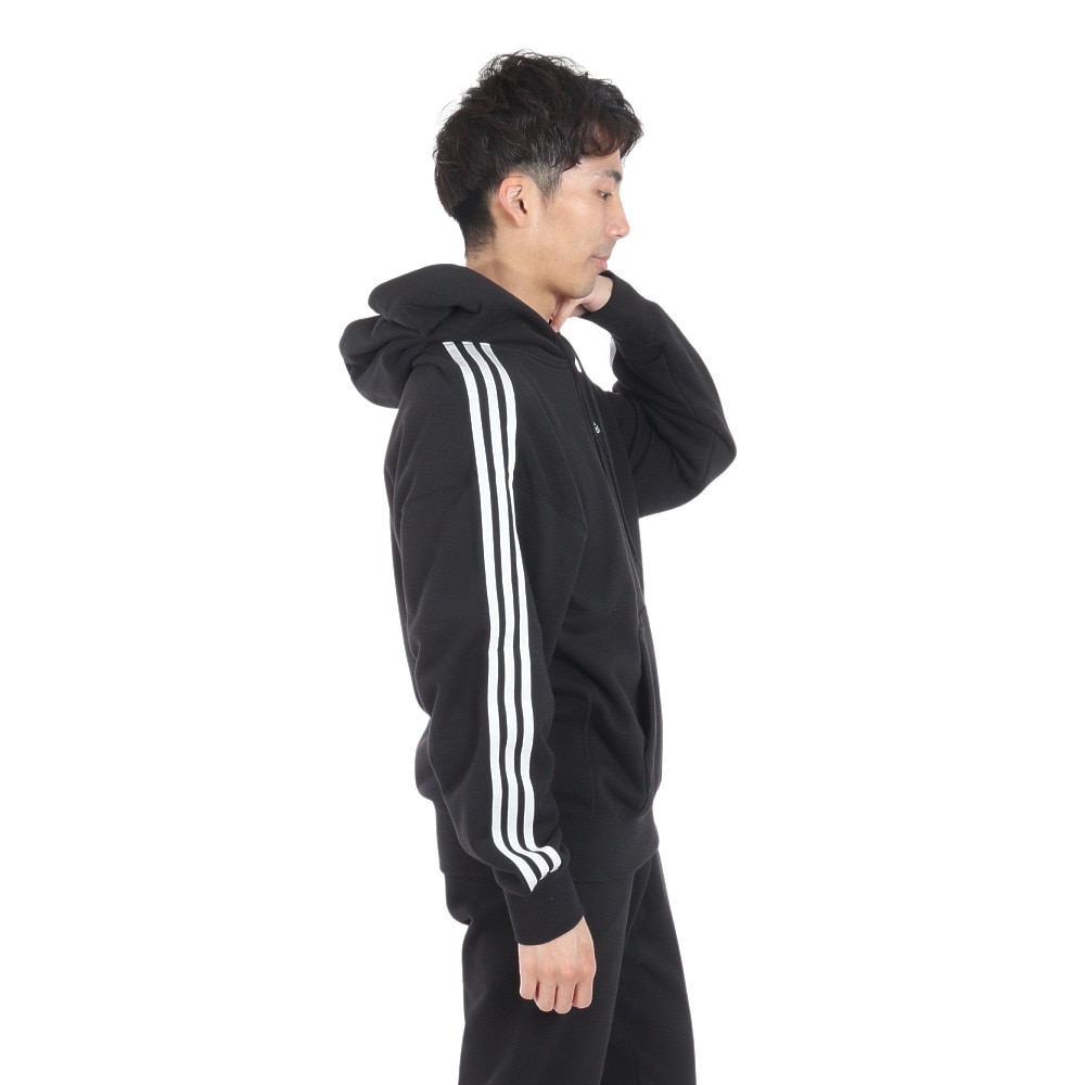 アディダス（adidas）（メンズ）エッセンシャルズ プラス ルーズフィット スリーストライプス フレンチテリー プルオーバーパーカー KWF08-JF3976