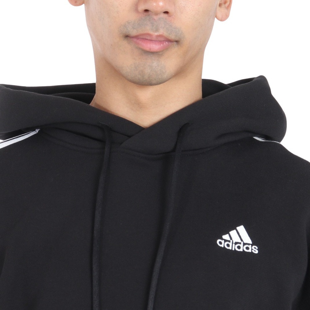 アディダス（adidas）（メンズ）エッセンシャルズ プラス ルーズフィット スリーストライプス フレンチテリー プルオーバーパーカー KWF08-JF3976