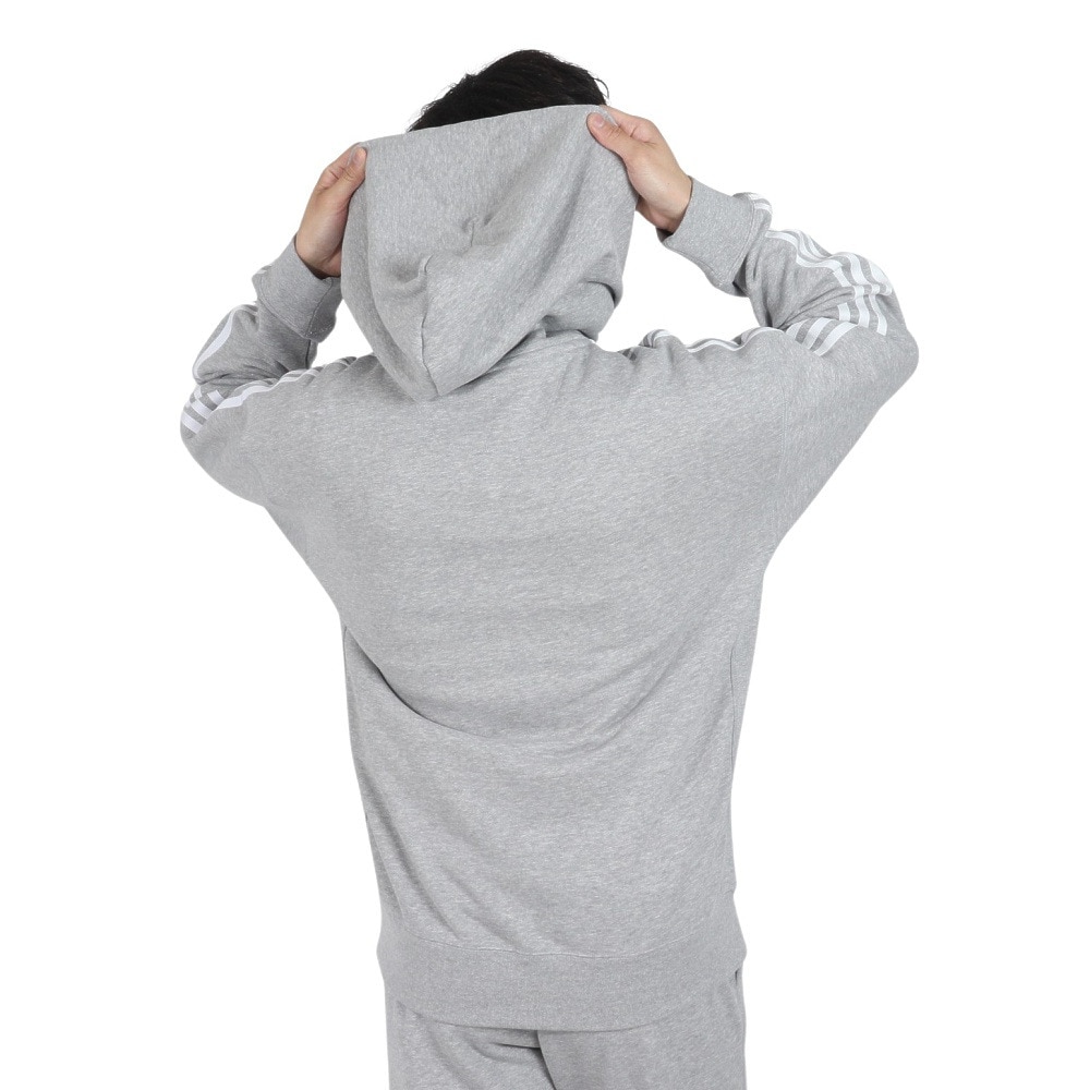 アディダス（adidas）（メンズ）エッセンシャルズ プラス ルーズフィット スリーストライプス フレンチテリー プルオーバーパーカー KWF08-JF3984