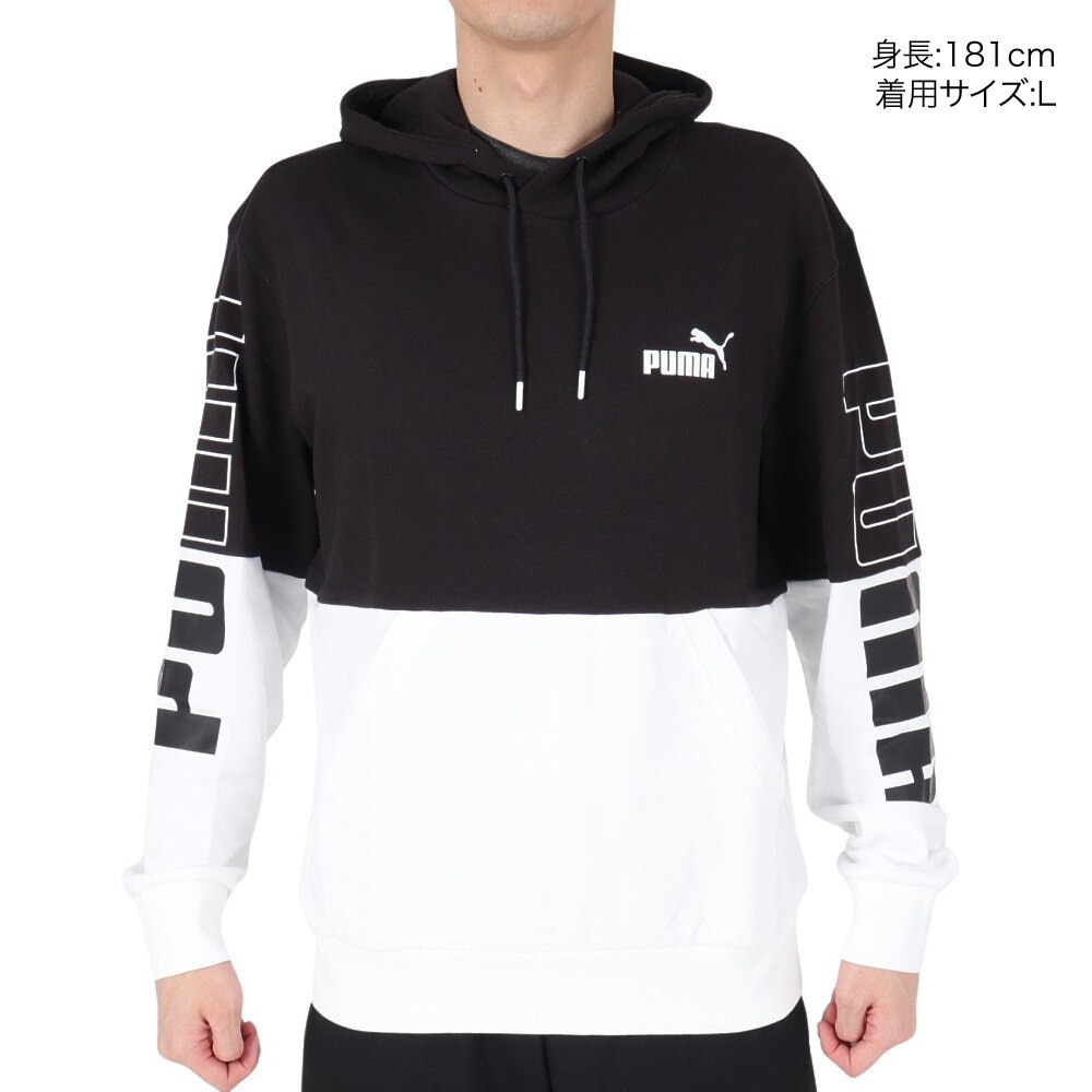 プーマ（PUMA）（メンズ）PUMA POWER カラーブロック フーディー スウェット TR 678492 01 BLK