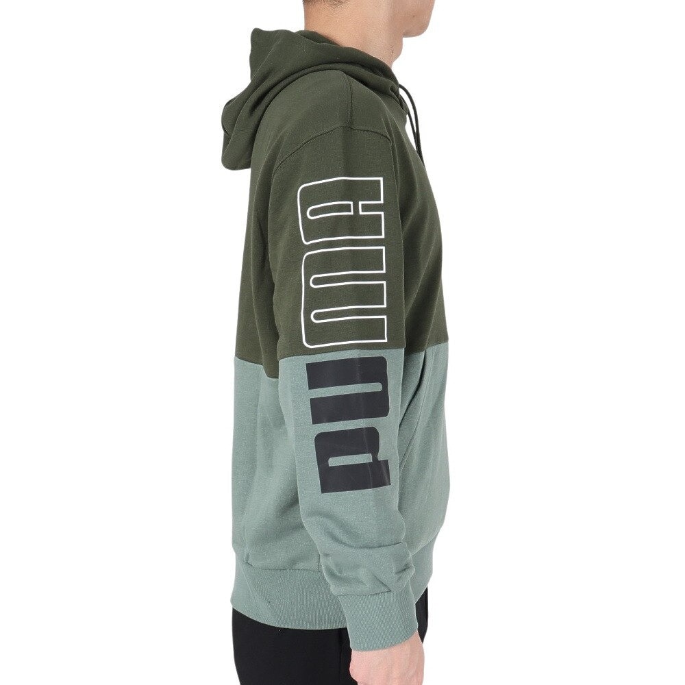 プーマ（PUMA）（メンズ）PUMA POWER カラーブロック フーディー スウェット TR 678492 31 OLV
