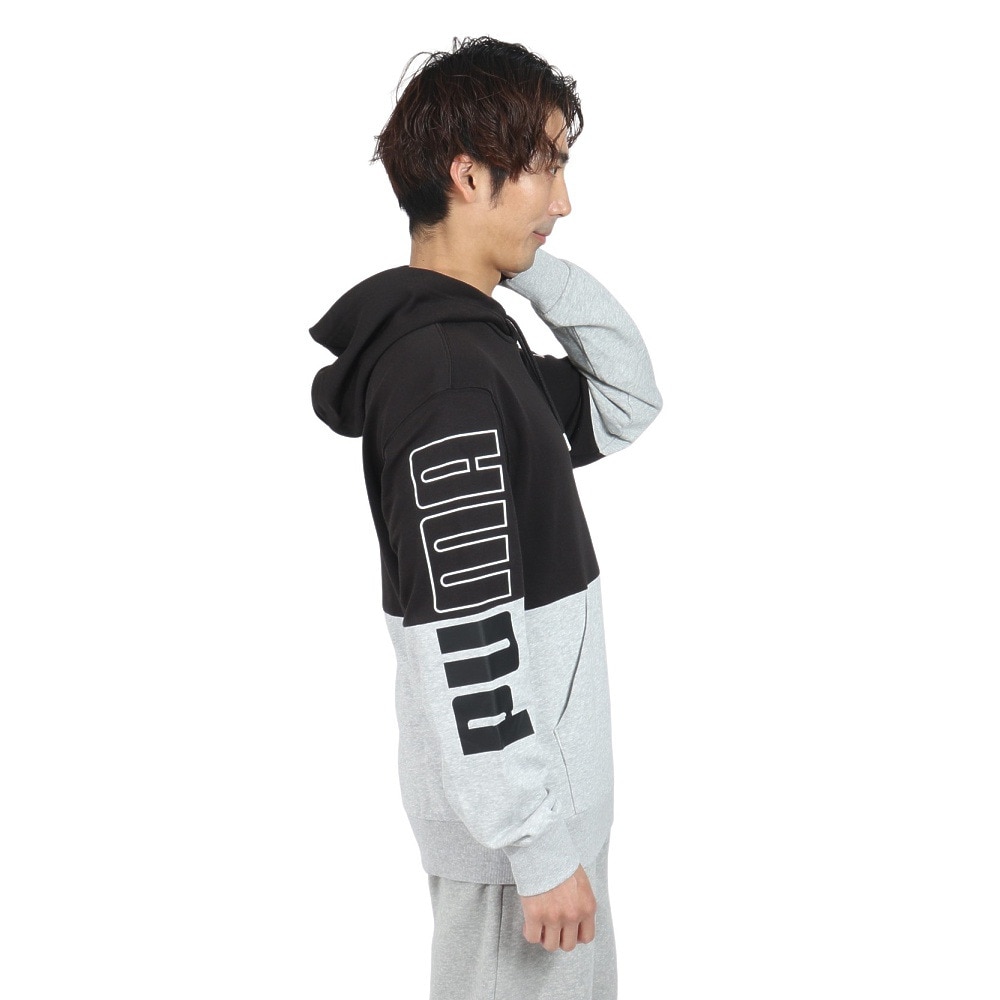 プーマ（PUMA）（メンズ）POWER カラーブロック フードスウェット パーカー 678492 04 LGRY
