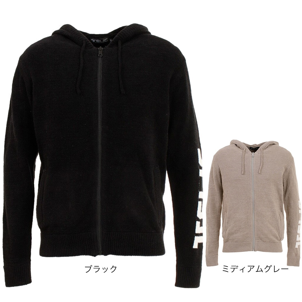 TELIC（メンズ）ベーシックロゴフルジップパーカー TL-C003JK BLK リカバリーウェア RECOVERY