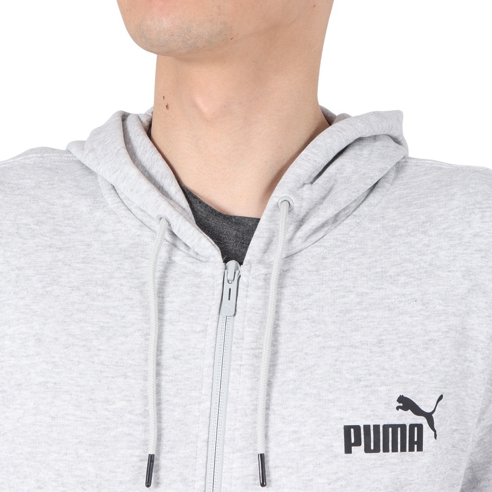 新品◆(USサイズＭ)(L相当)puma グレー胸ロゴスウェット地メンズパーカー