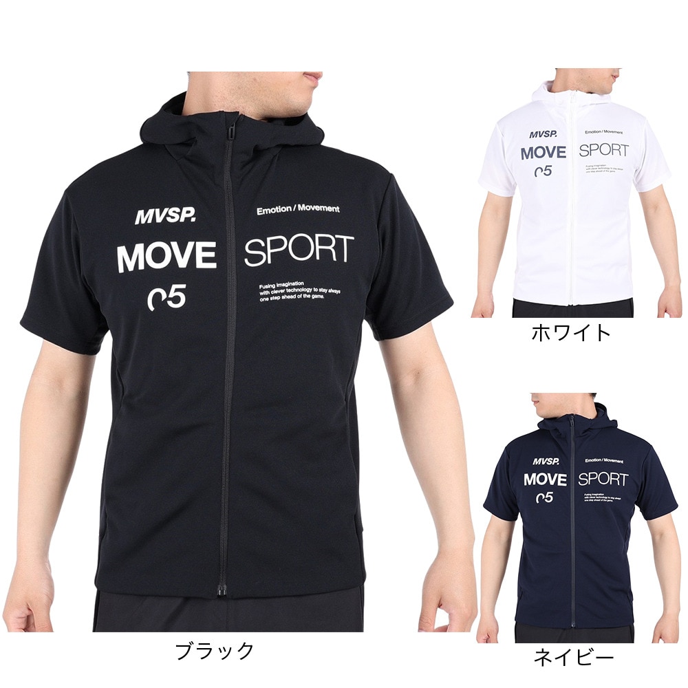デサント（DESCENTE）（メンズ）半袖パーカー メンズ フルジップフーディー DX-C2439 BK